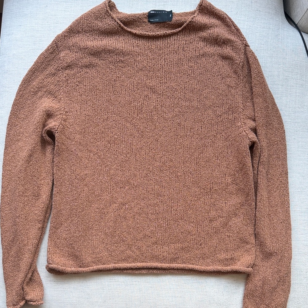 ASOS men’s oversized Scoop Neck Sweater in camel - 2XS